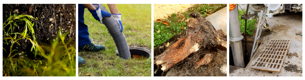 Septic cleaning and sewage removal involving the emptying of a household septic tank as part of the cleaning system. A hand connecting a suction hose to a sewage tanker truck for sewer pumping and wastewater tank maintenance.