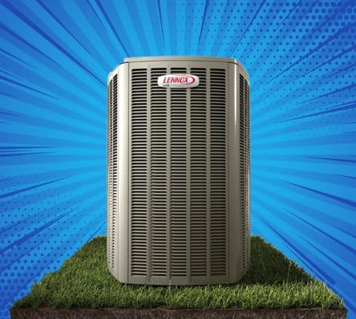 Lennox outdoor air conditioning unit on grass