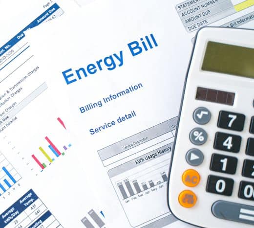 Energy bill with charts and calculator
